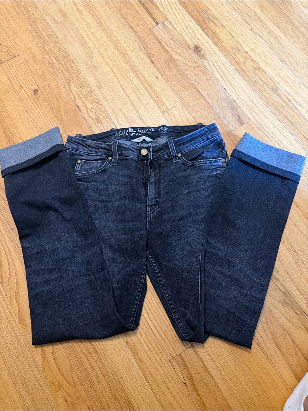 Alex Mill Indigo Black Skinny Jeans with Cuffed Hem